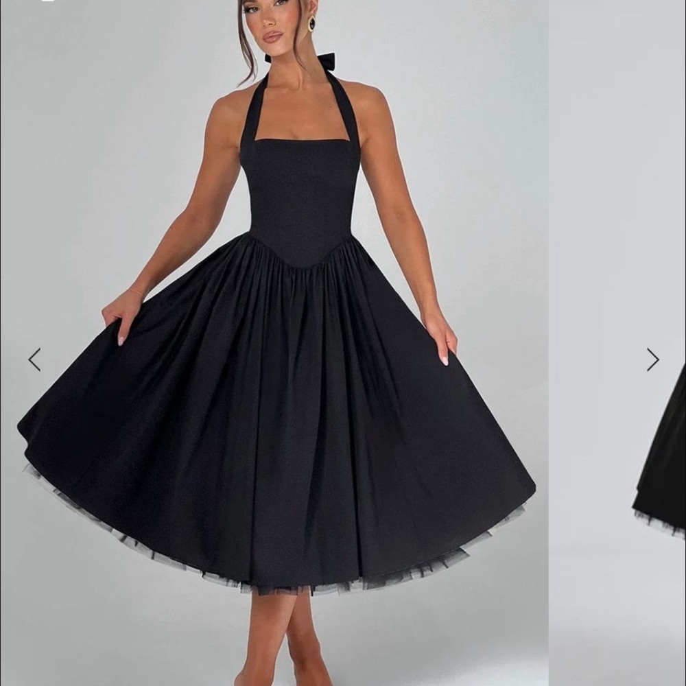 Elegant Black Halter Dress